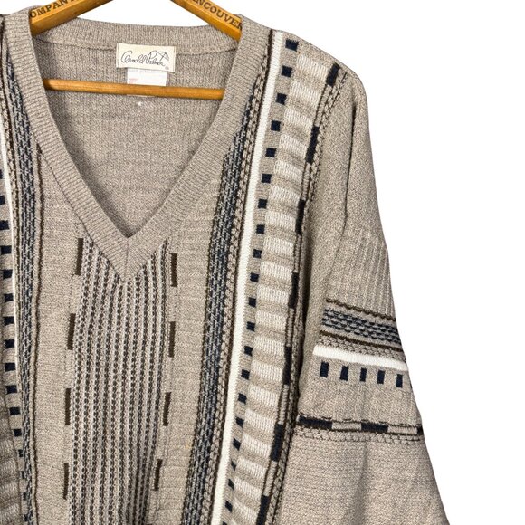 Vintage Arnold Palmer Sweater Coogi-Style Knit Pullover, Beige Textured Knit - Picture 3 of 6